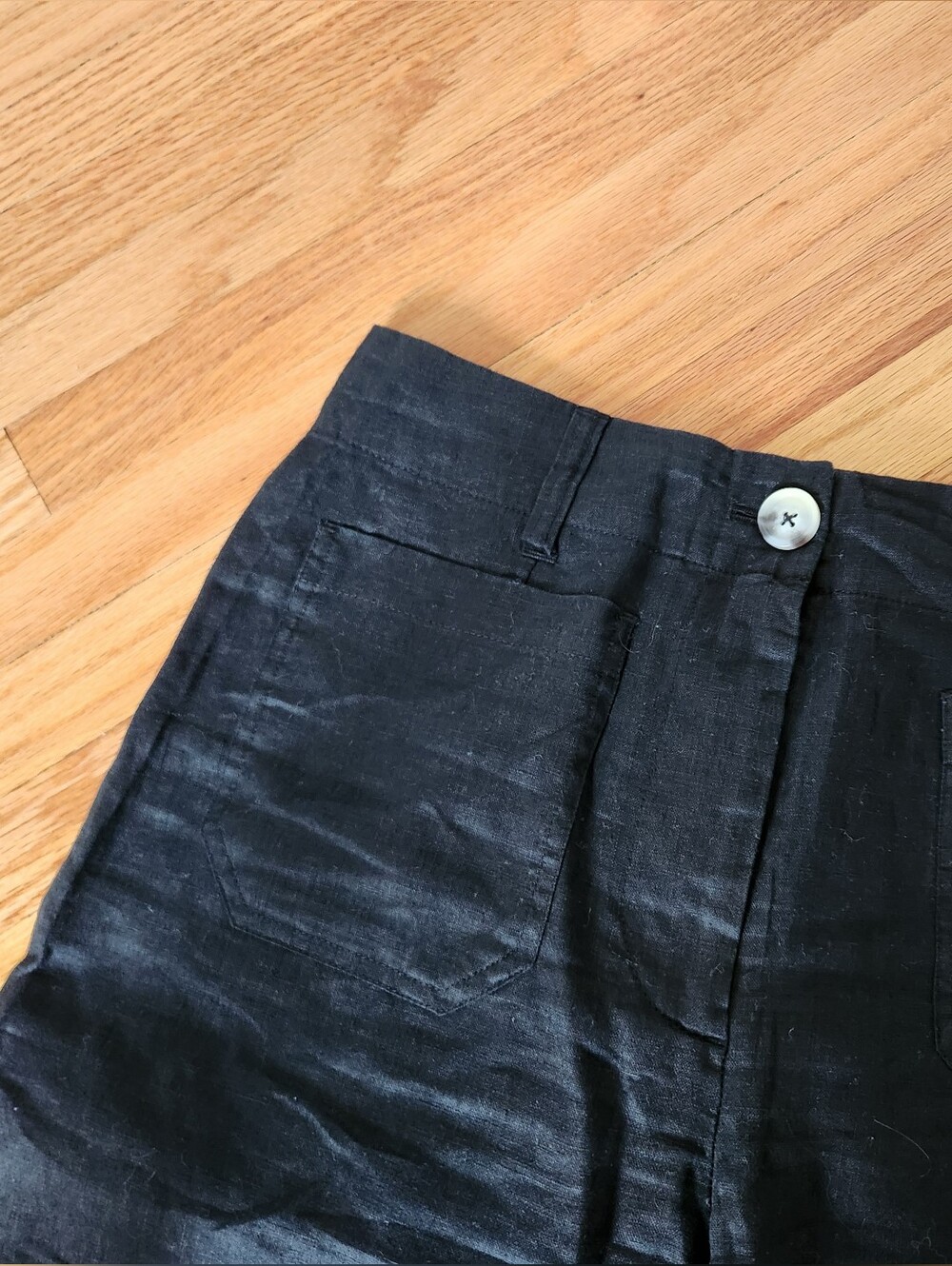 Quince Wide Leg Linen Patch Pocket Pant size 6 in black - Picture 3 of 10
